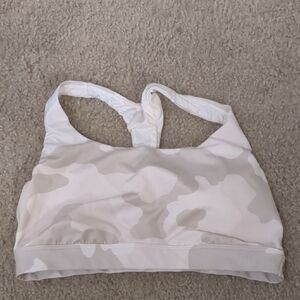 All in Motion Cream and Tan Camouflage Sports Bra